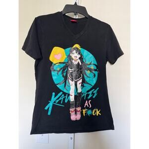 Bibisama T-shirt Anime Manga Otaku Black Graphic Print Size S Japan